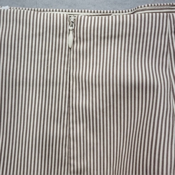 Grace Women Skirt Size 10 Tan White Pencil Stripes Cotton Blend Lined Classic - Picture 3 of 8